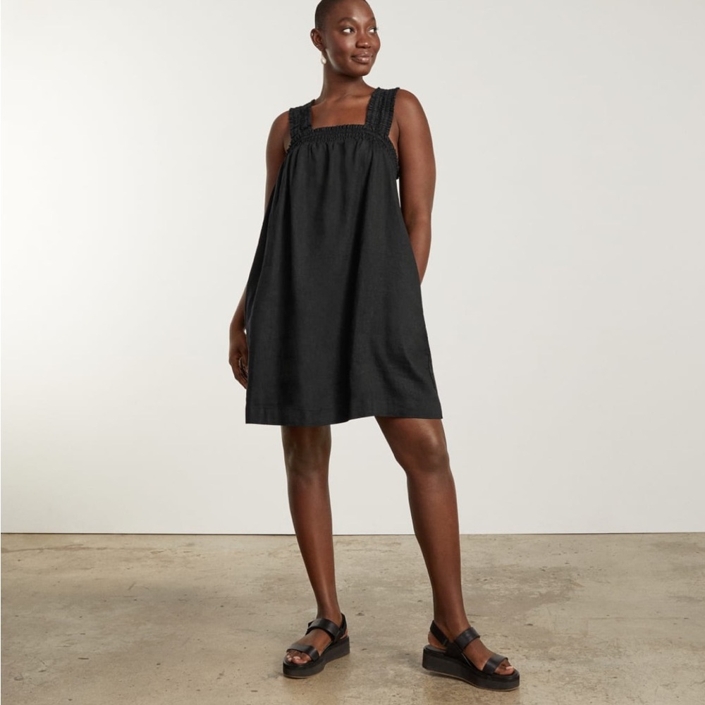 Everlane Black Sleeveless Linen Dress